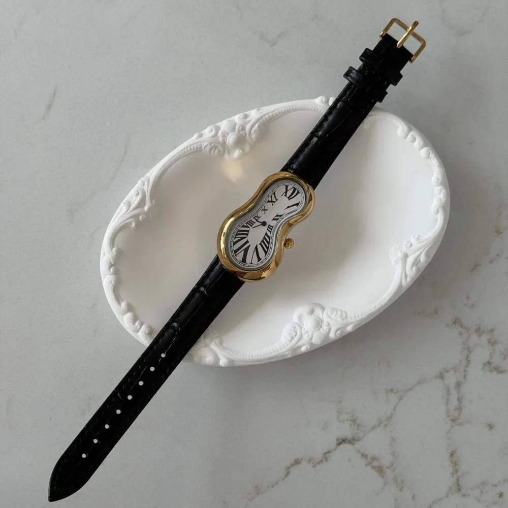 Sku0512 Retro Gold White dial Women Watch Bracelet Stainless steel +gift bag